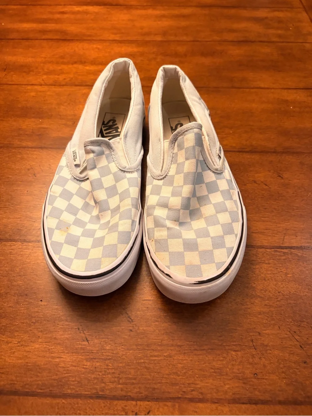 Vans Slip-On Checkerboard Sneakers - Light Blue & White